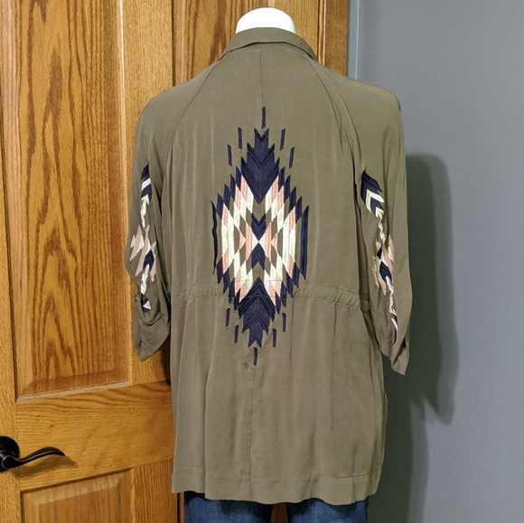 Miss Me Jackets & Blazers - Miss Me Southwest Embroidered Utility Jacket